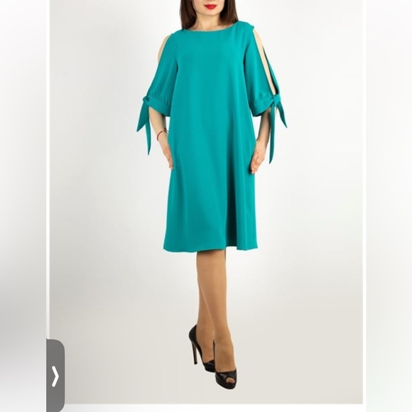 Gibson Latimer Teal Cold Shoulder Dress shift women M event casual vacation Y2K - Picture 1 of 11